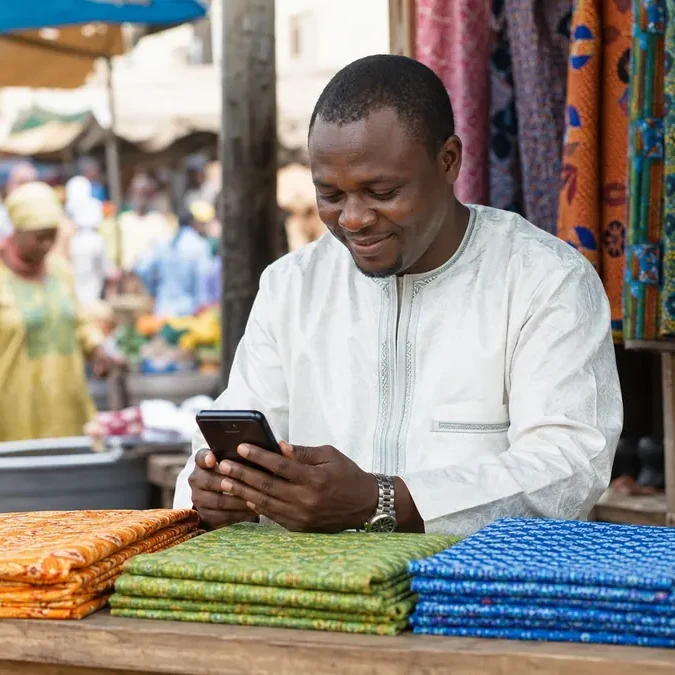 Professionnel local consultant son téléphone pour gérer sa visibilité Google Business et le contact client