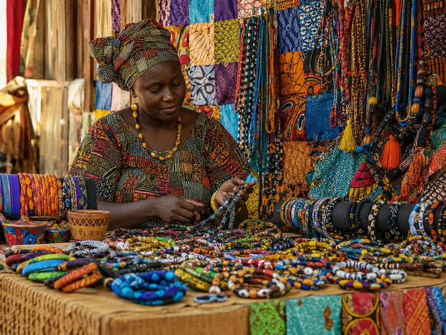 Commerçante à son étal, marché de Dakar