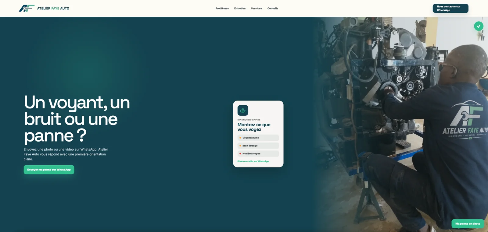Aperçu desktop du site Atelier Faye Auto