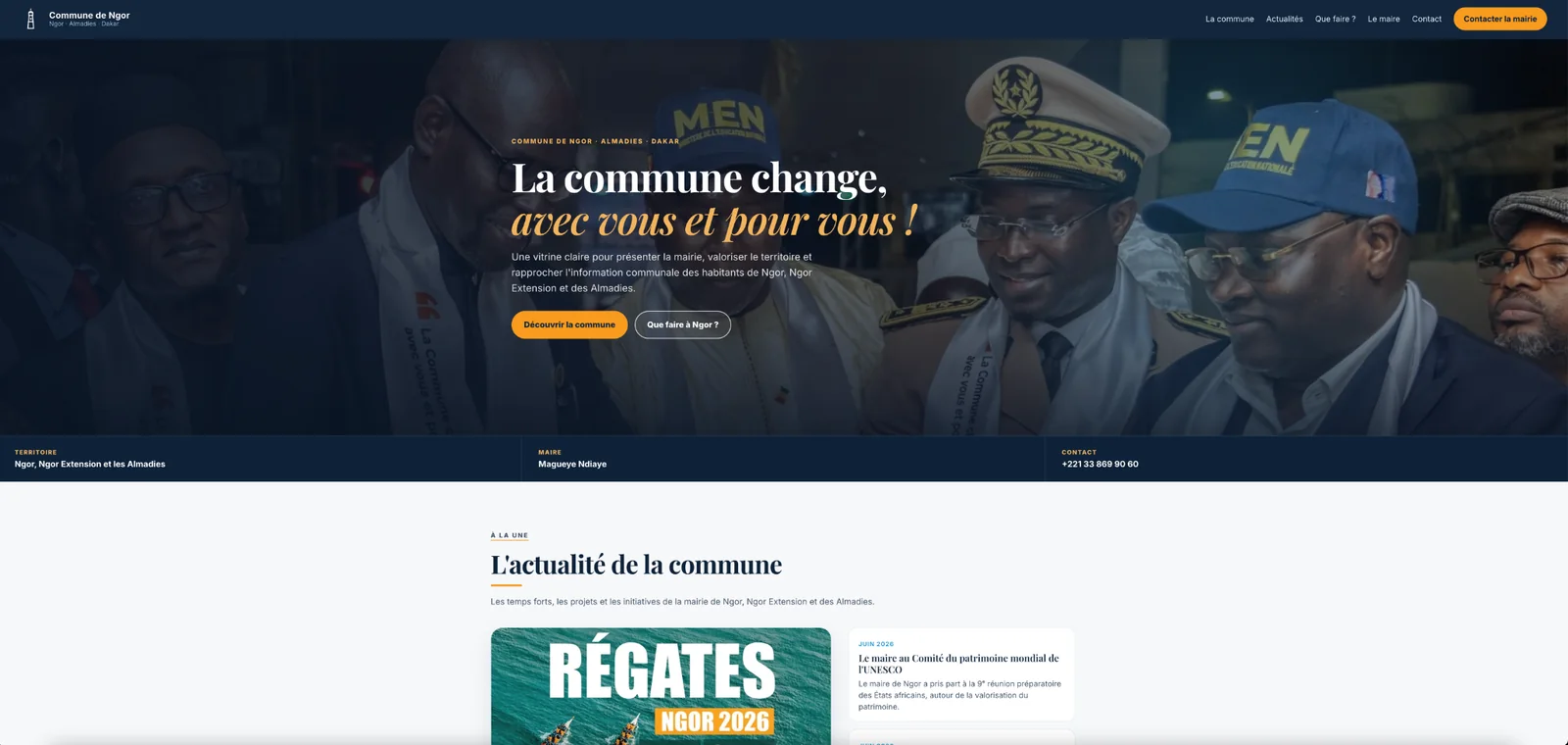 Aperçu desktop du site de démonstration de la Commune de Ngor